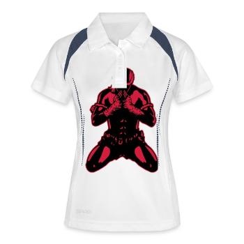 muay_thai_fighter04b - Polo respirant Femme - blanc/marine - Devant