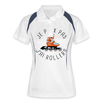 je peux pas j'ai rollers - Polo respirant Femme - blanc/marine - Devant