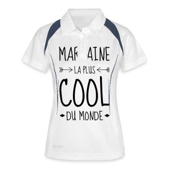 Patin / Pate / Patentochter / Patensohn - Frauen Polo atmungsaktiv - Weiß/Navy - Vorne