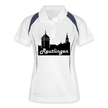 Reutlingen Skyline - Frauen Polo atmungsaktiv - Weiß/Navy - Vorne