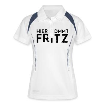 Hier kommt Fritz - Frauen Polo atmungsaktiv - Weiß/Navy - Vorne