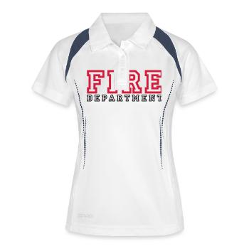 Schriftzug FIRE Department - Frauen Polo atmungsaktiv - Weiß/Navy - Vorne