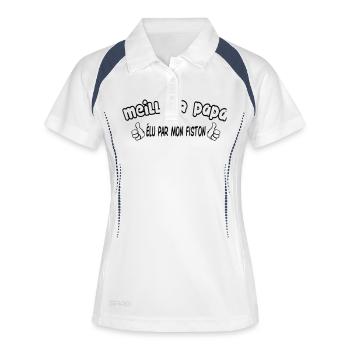 BESTER VATER - Frauen Polo atmungsaktiv - Weiß/Navy - Vorne