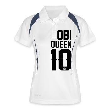 Dobermann-Queen - Frauen Polo atmungsaktiv - Weiß/Navy - Vorne