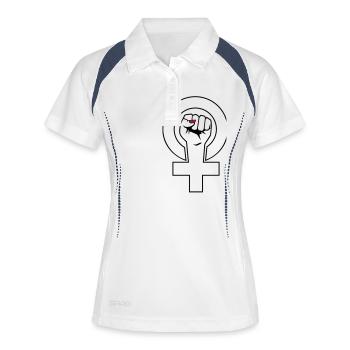 feministin - Frauen Polo atmungsaktiv - Weiß/Navy - Vorne