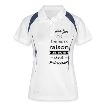 Je m'en fous j'ai raison princesse - Polo respirant Femme - blanc/marine - Devant