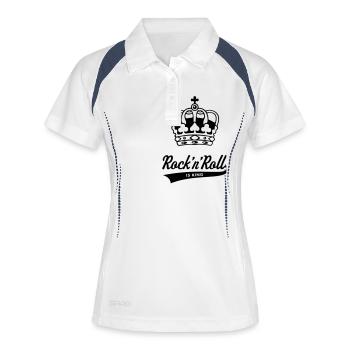 Rock 'n' Roll Is King - Frauen Polo atmungsaktiv - Weiß/Navy - Vorne
