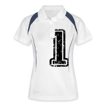 1 - Nummer - Frauen Polo atmungsaktiv - Weiß/Navy - Vorne