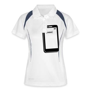 smartphone_1_f1 - Frauen Polo atmungsaktiv - Weiß/Navy - Vorne