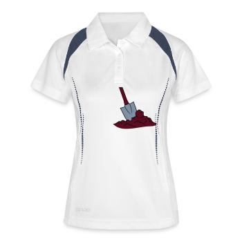pelle, trou, tas, pelle, creuser, pelle, pioche, p - Polo respirant Femme - blanc/marine - Devant