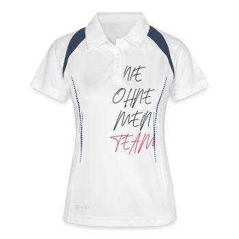 nie ohne mein team design - Frauen Polo atmungsaktiv - Weiß/Navy - Vorne
