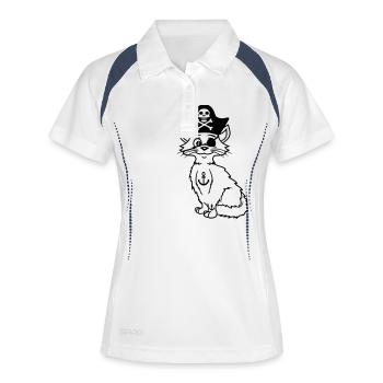 Cute Pirate Cats Buccaneer Eye Patch Hat Costume - Women's Polo breathable - white/navy - Front