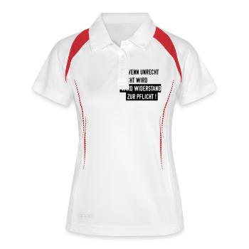 wo-wenn-unrecht-zu-recht- - Frauen Polo atmungsaktiv - Weiß/Navy - Vorne