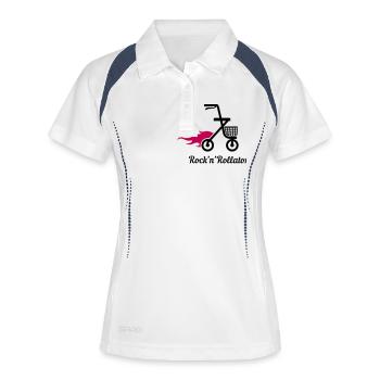 Rock 'n' Rollator - Frauen Polo atmungsaktiv - Weiß/Navy - Vorne