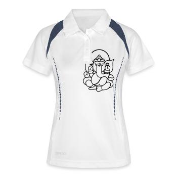 Ganesha Elefant (elephant) No.03 - Frauen Polo atmungsaktiv - Weiß/Navy - Vorne