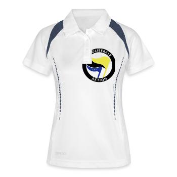 Neoliberale Aktion - Frauen Polo atmungsaktiv - Weiß/Navy - Vorne