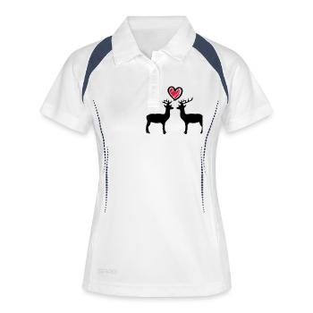 hirsch_love_c2 - Polo respirant Femme - blanc/marine - Devant