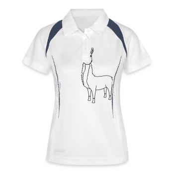 lama chameau alpaga amérique du sud animal mignon mignon - Polo respirant Femme - blanc/marine - Devant