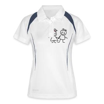 gret und fred - Frauen Polo atmungsaktiv - Weiß/Navy - Vorne