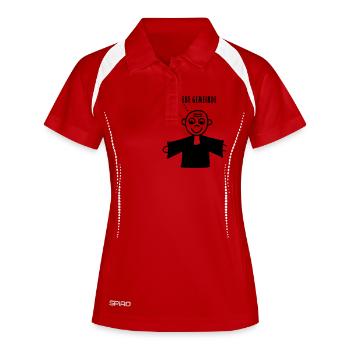 Liebe Gemeinde - Frauen Polo atmungsaktiv - Weiß/Navy - Vorne