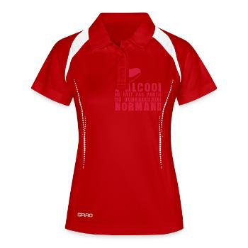 normand alcool vodkabulaire humour - Polo respirant Femme - blanc/marine - Devant