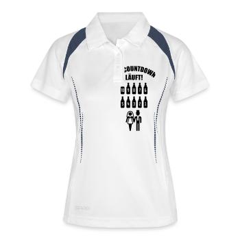 Der Countdown Läuft! (JGA / Junggesellenabschied) - Frauen Polo atmungsaktiv - Weiß/Navy - Vorne