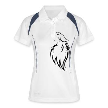 wolf_tribal - Frauen Polo atmungsaktiv - Weiß/Navy - Vorne