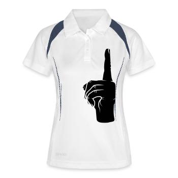 Nach oben Finger zeigen - Frauen Polo atmungsaktiv - Weiß/Navy - Vorne