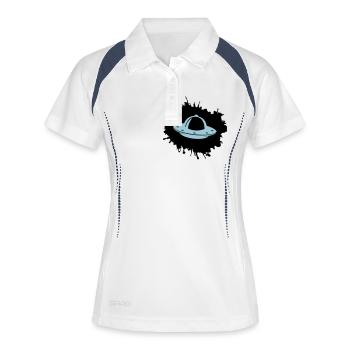 Ufo Klecks - Frauen Polo atmungsaktiv - Weiß/Navy - Vorne