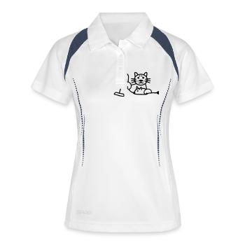 Katze Maus Staubsauger - Frauen Polo atmungsaktiv - Weiß/Navy - Vorne