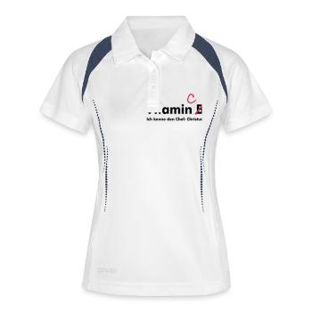 Vitamin C (JESUS shirts) - Frauen Polo atmungsaktiv - Weiß/Navy - Vorne