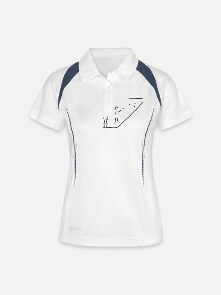 boules spielen - Frauen Polo atmungsaktiv - Weiß/Navy