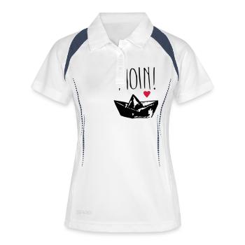 moin herz - Frauen Polo atmungsaktiv - Weiß/Navy - Vorne