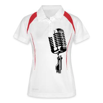mikrofon - Frauen Polo atmungsaktiv - Weiß/Navy - Vorne