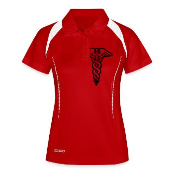 Stick hermes medizin arzt krankenhaus caduceus - Frauen Polo atmungsaktiv - Weiß/Navy - Vorne