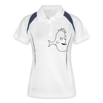 Stupid Crazy Comic Fish - Polo respirant Femme - blanc/marine - Devant