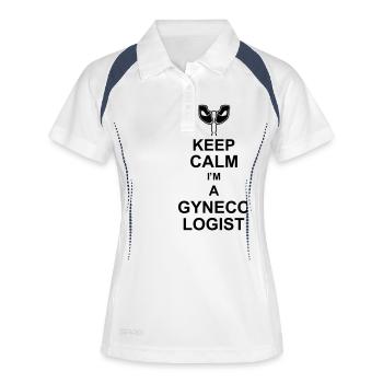 keep calm I'm a gynecologist kg10 - Frauen Polo atmungsaktiv - Weiß/Navy - Vorne