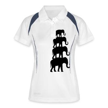 elefanten_01 - Frauen Polo atmungsaktiv - Weiß/Navy - Vorne
