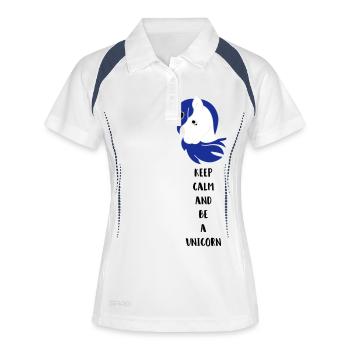 unicorn keep calm - Frauen Polo atmungsaktiv - Weiß/Navy - Vorne