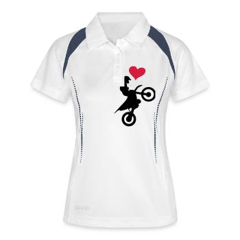 love jump - Frauen Polo atmungsaktiv - Weiß/Navy - Vorne