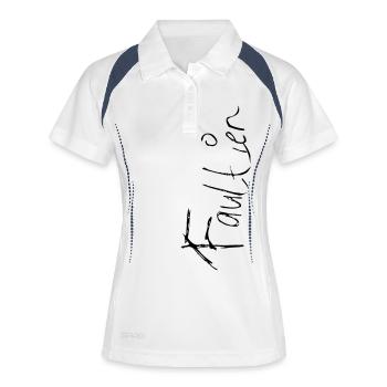 faultier Schriftzug - Frauen Polo atmungsaktiv - Weiß/Navy - Vorne
