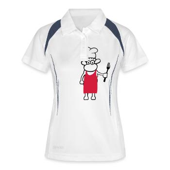 chef de cuisine - Polo respirant Femme - blanc/marine - Devant
