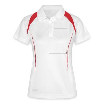 Zitat Rahmen hoch - Frauen Polo atmungsaktiv - Weiß/Navy - Vorne