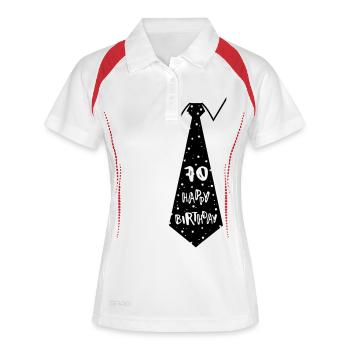 70e étape anniversaire drôle cravate Faux - Polo respirant Femme - blanc/marine - Devant