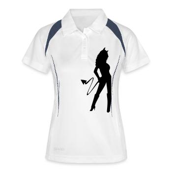 devilgirl - Frauen Polo atmungsaktiv - Weiß/Navy - Vorne