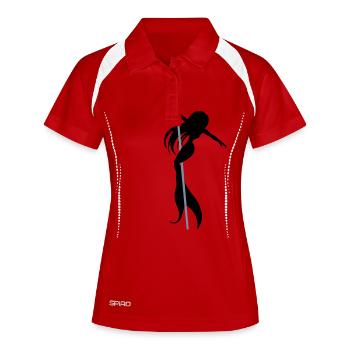 Pole Dance Nixe - Frauen Polo atmungsaktiv - Weiß/Navy - Vorne