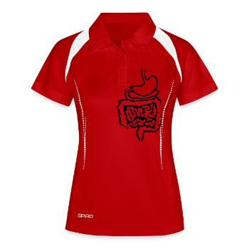 Arzt_Darm_d1 - Frauen Polo atmungsaktiv - Weiß/Navy - Vorne