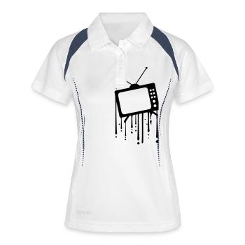 drops graffiti tv tv screen watch - Women's Polo breathable - white/navy - Front