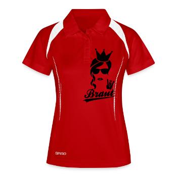 Braut - JGA - Bridalshower - Frauen Polo atmungsaktiv - Weiß/Navy - Vorne