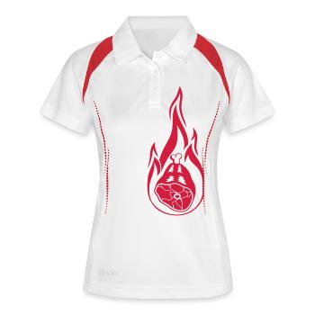 burn fire flames flesh meat knuckle - Women's Polo breathable - white/navy - Front